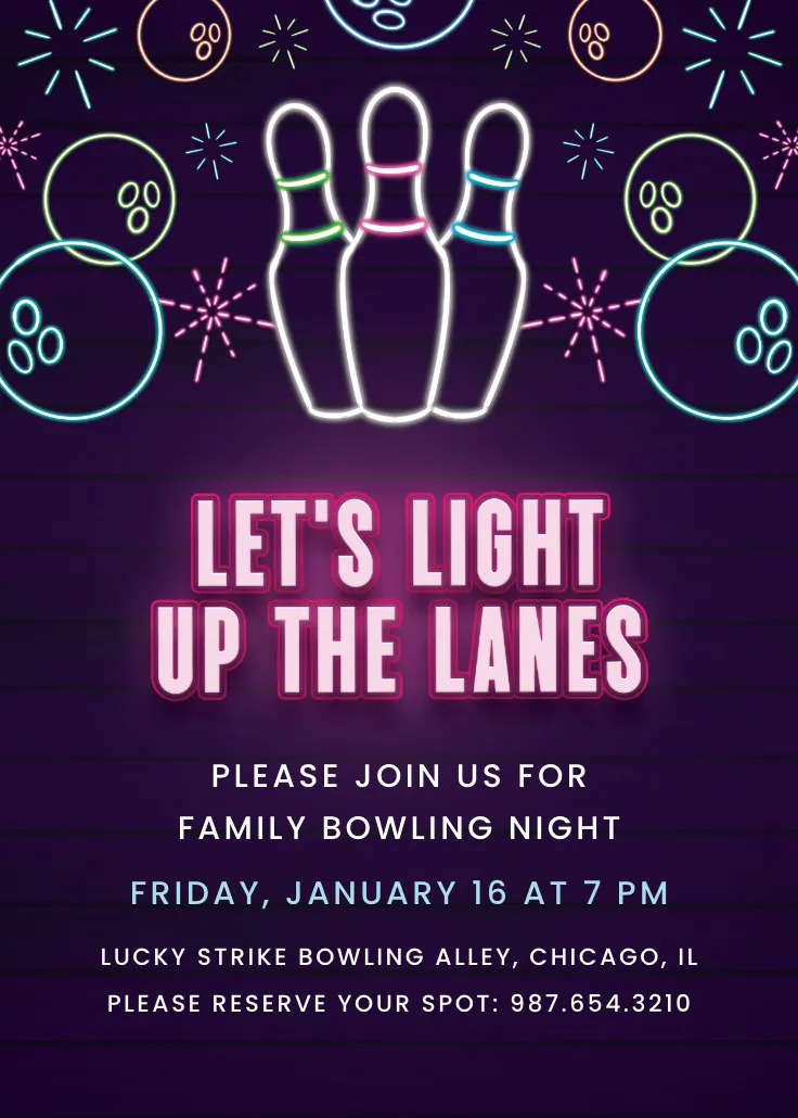 Neon lanes - spor ve oyun davetiyesi